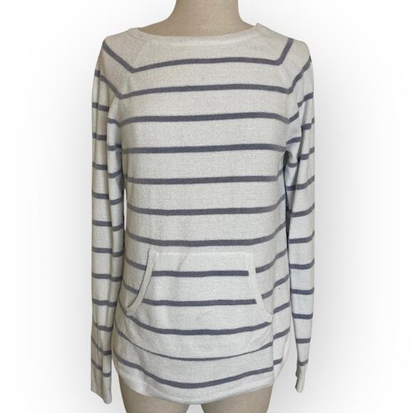 Barefoot Dreams Striped Raglan Pullover Small COZY y CHIC Ultra Lite terry top - Picture 2 of 10